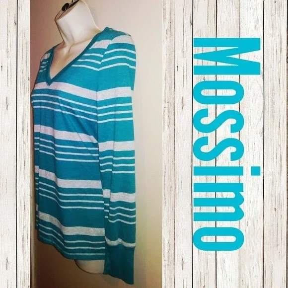 3/$25 Turquoise‎ Stripe Long Sleeve Shirt-NWT - Picture 2 of 3